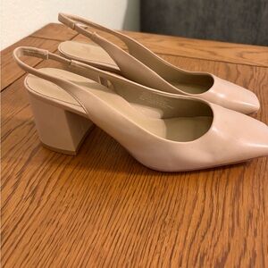 H&M Beige Slingback Block Heels